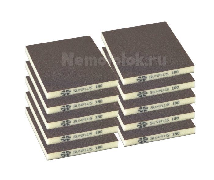 Шлифовальная губка SUNPLUS (2-х ст.) P180 (10 шт.) SPONGE.SGI 2SIDES.P180/10, фото 1