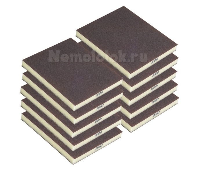 Шлифовальная губка SUNPLUS (2-х ст.) P220 (10 шт.) SPONGE.SGI 2SIDES.P220/10, фото 1