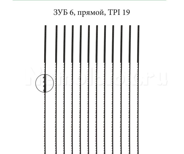 Набор из 12 пилок по дереву и пластику для ручного лобзика Pebaro (зуб 6), фото 4