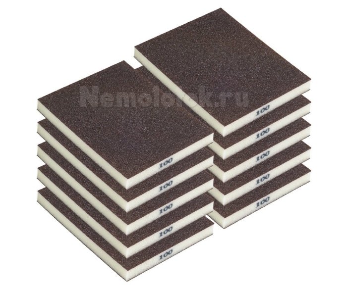 Шлифовальная губка SUNPLUS (2-х ст.) P100 (10 шт.) SPONGE.SGI 2SIDES.P100/10, фото 1