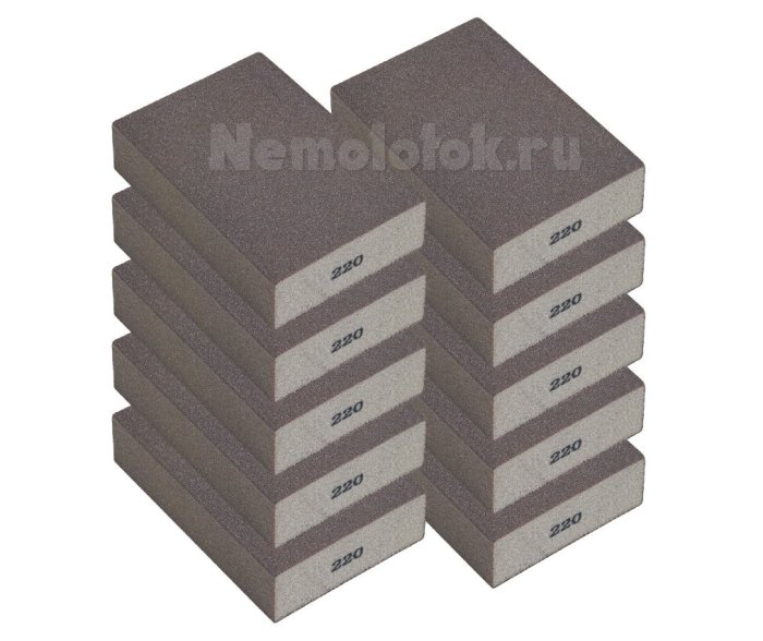 Шлифовальная губка SUNPLUS (4-х ст.) P220 (10 шт.) SPONGE.SGO 4SIDES.P220/10, фото 1