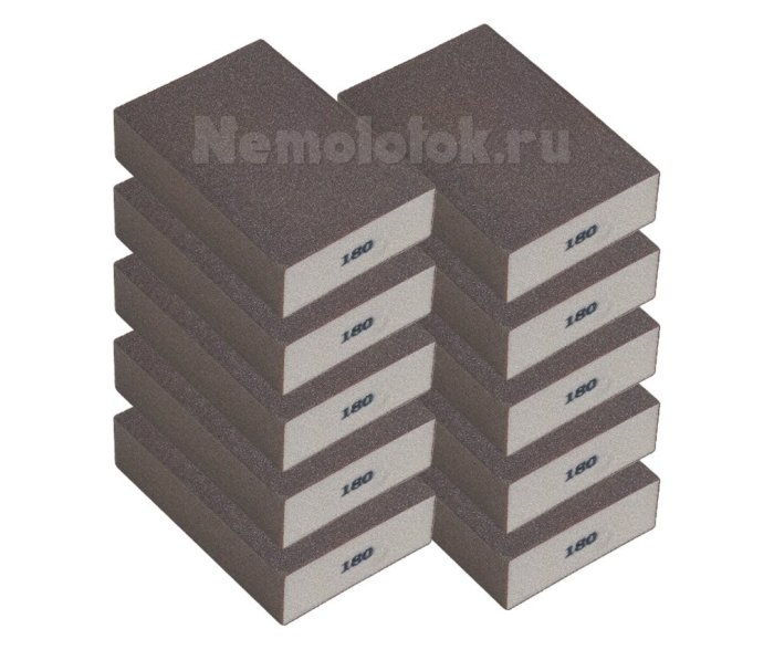 Шлифовальная губка SUNPLUS (4-х ст.) P180 (10 шт.) SPONGE.SGO 4SIDES.P180/10, фото 1