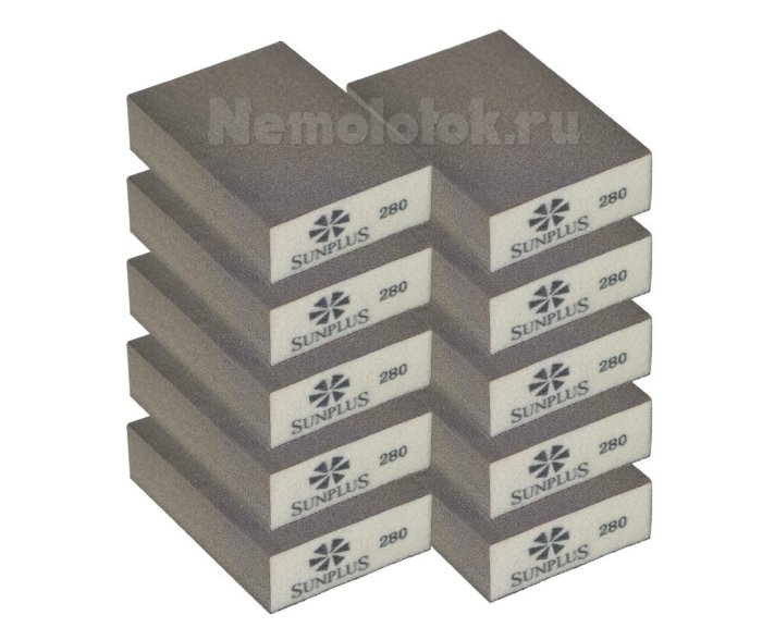 Шлифовальная губка SUNPLUS (4-х ст.) P280 (10 шт.) SPONGE.SGO 4SIDES.P280/10, фото 1