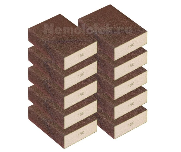 Шлифовальная губка SUNPLUS (4-х ст.) P150 (10 шт.) SPONGE.SGO 4SIDES.P150/10, фото 1