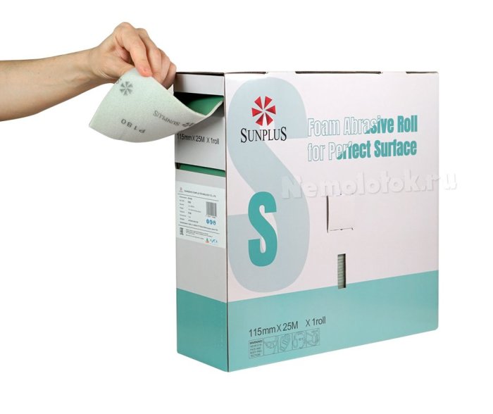 Шлифовальная губка SUNPLUS P180 (Зеленый) (отрывные листы-200 шт.в рулоне) SPONGE.SGB.P180, фото 1