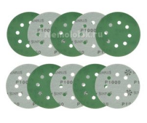 Шлифовальный круг SUNPLUS FILM для металла и дерева 125мм P1000 (10 шт.) FILM.FMB.8hol.P1000/10