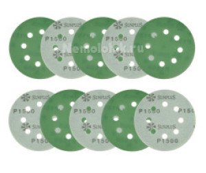 Шлифовальный круг SUNPLUS FILM для металла и дерева 125мм P1500 (10 шт.) FILM.FMB.8hol.P1500/10