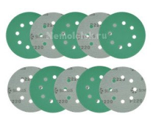 Шлифовальный круг SUNPLUS FILM для металла и дерева 125мм P220 (10 шт.) FILM.FMB.8hol.P220/10