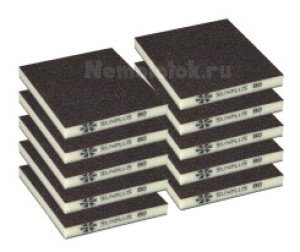 Шлифовальная губка SUNPLUS (2-х ст.) P080 (10 шт.) SPONGE.SGI 2SIDES.P080/10