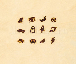 Набор штампов для выжигания 12шт. (обьекты) (20800) - фото №4 Набор штампов для выжигания 12шт. (обьекты) (20800)