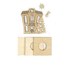 Заготовка из фанеры Домик-подставка для свечи для выпиливания лобзиком (334/5s)