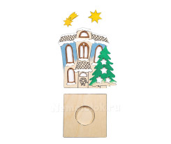 Заготовка из фанеры Домик-подставка для свечи для выпиливания лобзиком (334/5s)