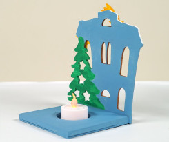 Заготовка из фанеры Домик-подставка для свечи для выпиливания лобзиком (334/5s)