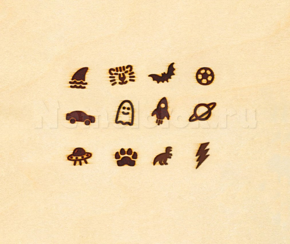 Набор штампов для выжигания 12шт. (обьекты) (20800) - фото №4 Набор штампов для выжигания 12шт. (обьекты) (20800)